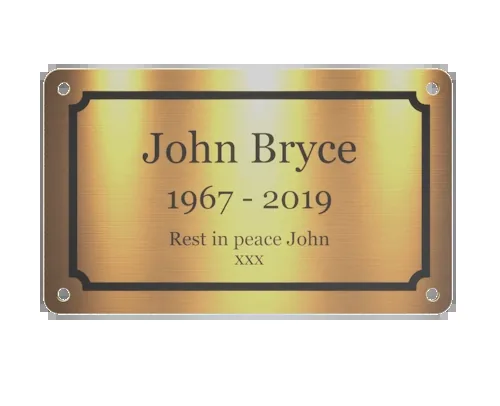 Large memorial plaque, 127 × 76 mm (5" × 3")