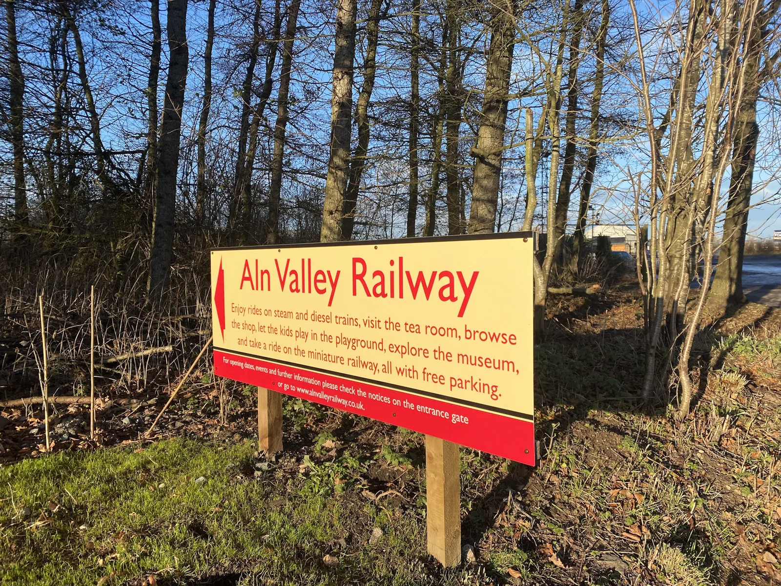 Post sign for Aln Valley Railway