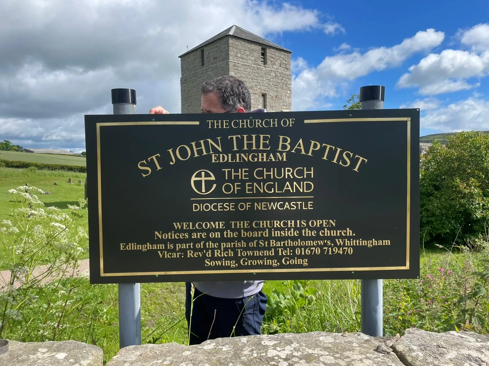 Church noticeboard for St John the Baptist, Edlingham