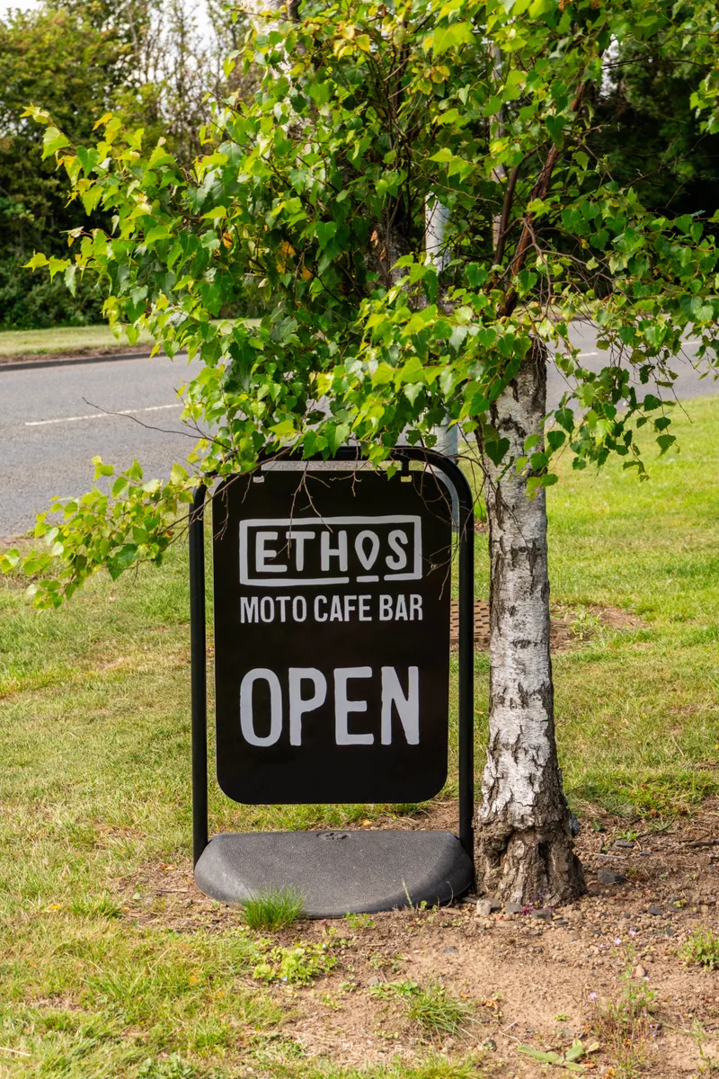 Pavement swinger for Ethos Moto Cafe Bar